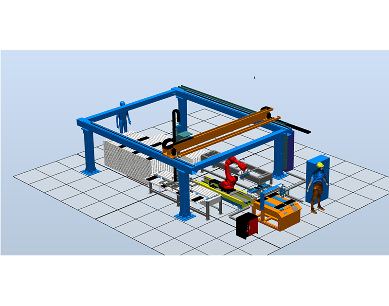 光(guang)伏(fu)鋁(lv)型(xing)材塗膠機器人(ren)生産線